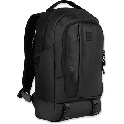 Volcom Mochila Venture para hombre, color negro, de 4 compartimentos con funda para laptop y organización interna.