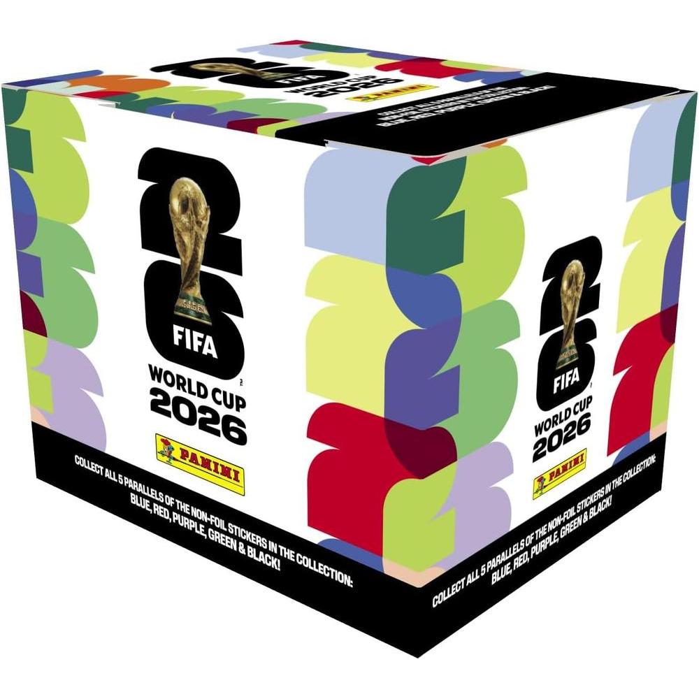 Panini FIFA Copa del Mundo 2026, caja de colección de cromos con 50 paquetes, exclusivo naranja paralelo de Amazon