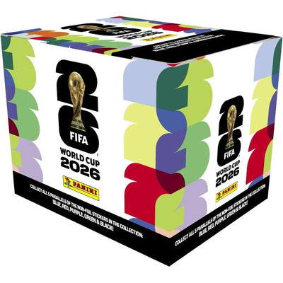 Panini FIFA Copa del Mundo 2026, caja de colección de cromos con 50 paquetes, exclusivo naranja paralelo de Amazon