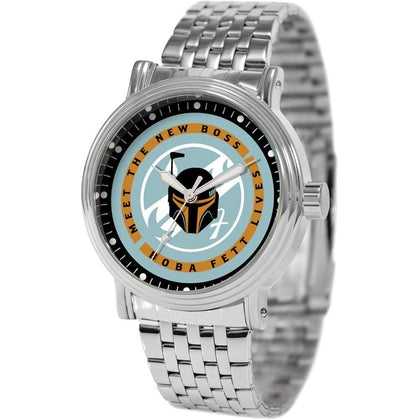 Reloj STAR WARS para adultos, vintage con movimiento de cuarzo analógico, diseño clásico y correa de acero inoxidable plateada