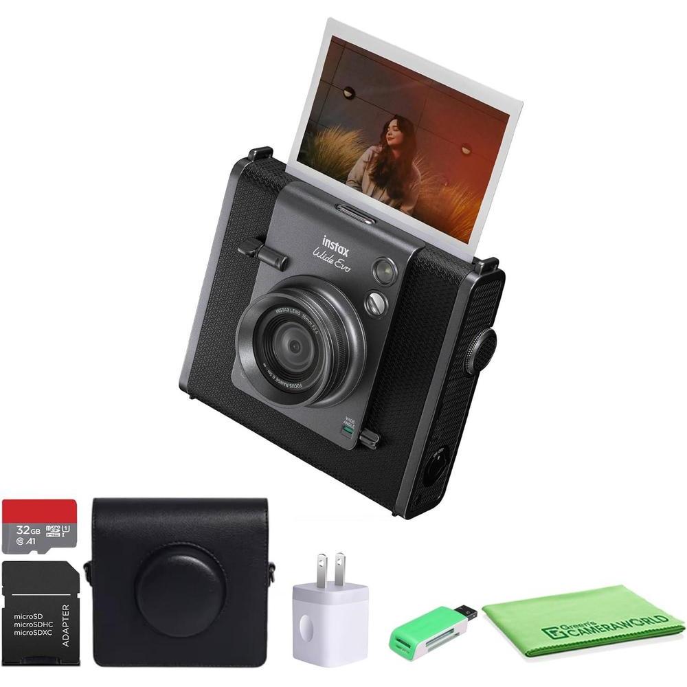 Fujifilm Instax Wide Evo Hybrid Instant Camera Bundle con funda, tarjeta de 32GB y más accesorios