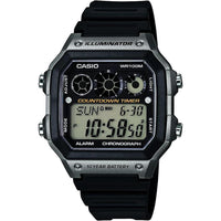 Casio AE-1300WH-8AVCF Reloj Digital Negro para Hombre con Cronómetro, Temporizadores, Resistencia al Agua y Retroiluminación LED