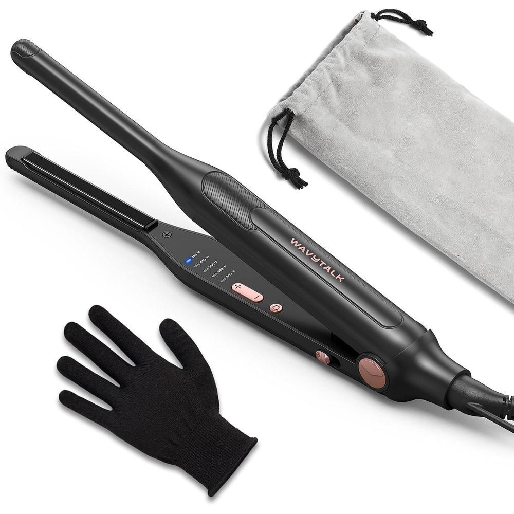 Plancha plana pequeña tipo lápiz Wavytalk para cabello corto, corte pixie y flequillo. Ideal para peinados precisos y rizos suaves