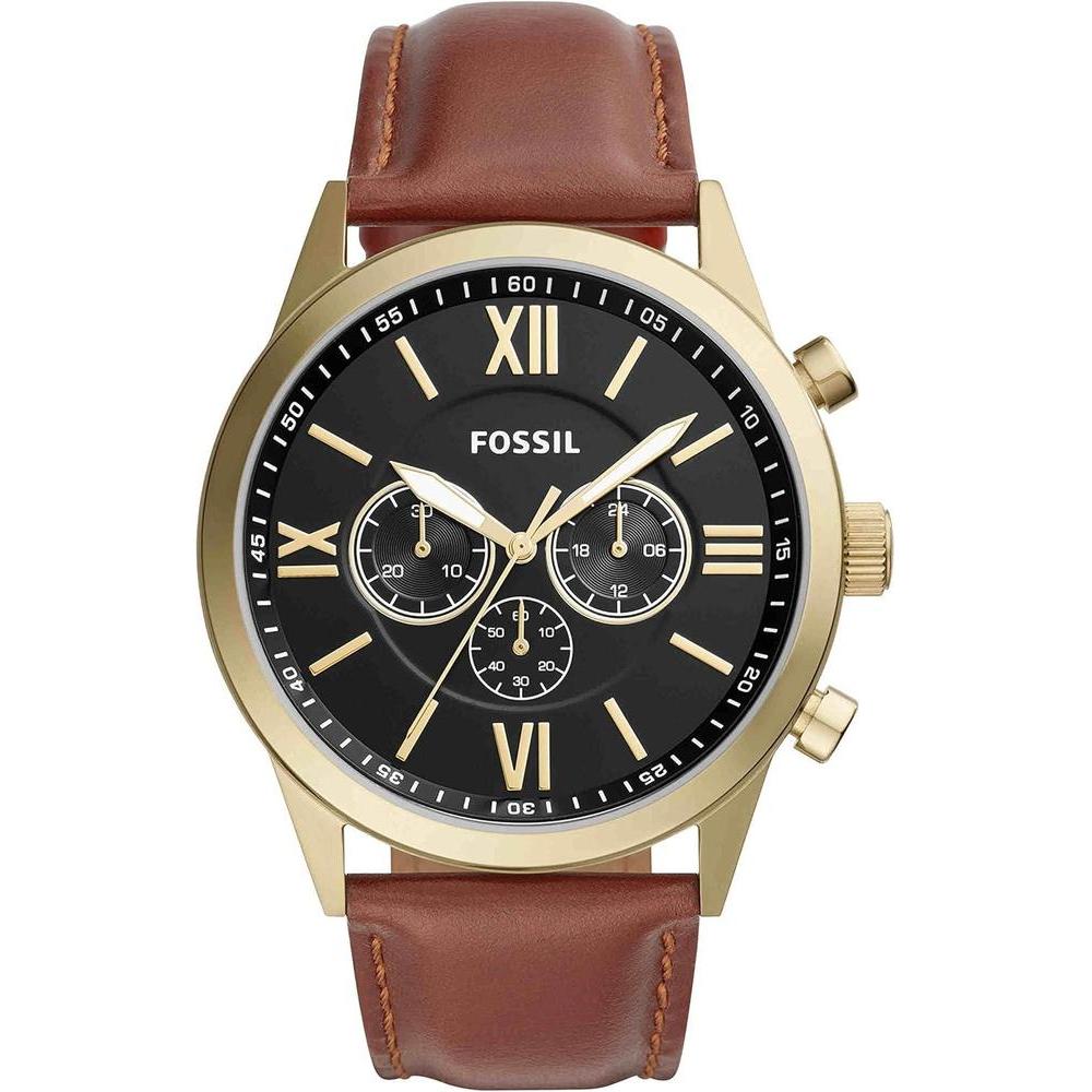 Flynn Cronógrafo con correa marrón y diseño moderno de Fossil, estilo elegante y resistente al agua