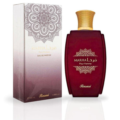 RASASI Marha Eau De Parfum para mujer – perfume árabe refrescante de fragancia afrutada y cítrica, aroma femenino de lujo duradero