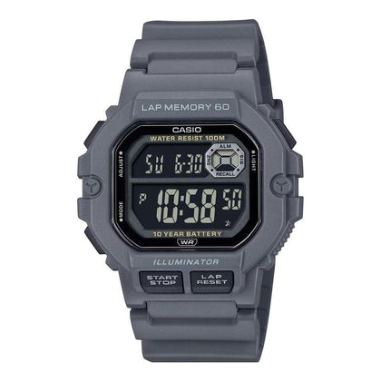 Reloj digital Casio WS-1400H, color negro, con memoria de 60 vueltas, cronómetro y luz LED, resistente al agua