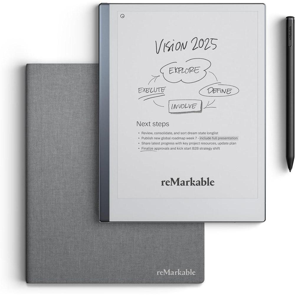 Paquete Essentials Remarkable 2 En Gris, Incluye Tableta Digital Con Marcador Plus Y Funda Protectora En Tejido Gris