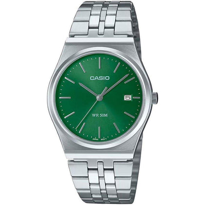 Casio MTP-B145D-3AV Reloj analógico de 3 manecillas de acero inoxidable vintage para hombre, color plateado y diseño casual
