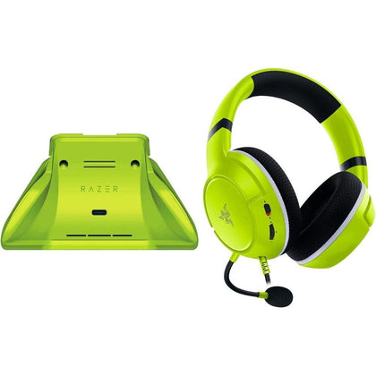 Razer Essential Duo Bundle para Xbox: audífonos Kaira X con cable y soporte de carga rápida para controles Xbox, Electric Volt