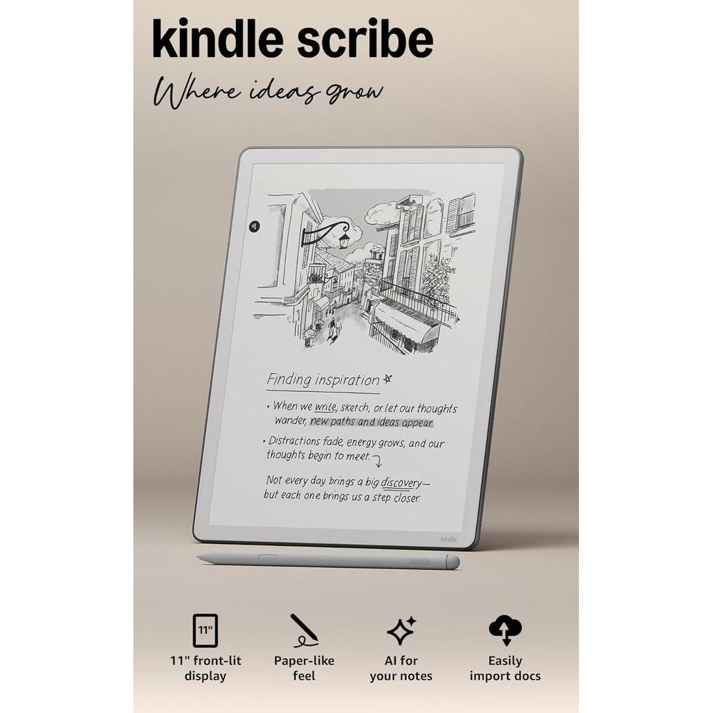 Amazon Kindle Scribe 64GB, pantalla tipo papel con luz frontal, más delgado, ligero y rápido. Incluye lápiz premium - Grafito