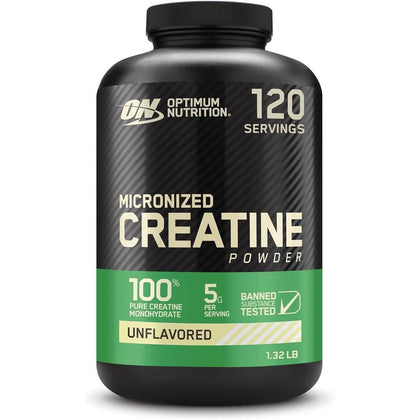 Optimum Nutrition Creatina Micronizada Monohidrato en polvo, sin sabor, amistoso con Keto, 120 porciones