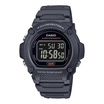 Reloj digital Casio modelo W-219H-8BVCF unisex resistente al agua con luz LED, cronómetro y batería de larga duración