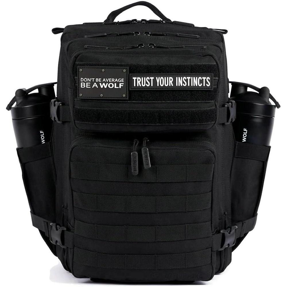 Mochila Táctica 35L WOLFpak en Color Negro con Resistencia al Agua y Personalización con Parches, Ideal para Viajes y Uso Diario