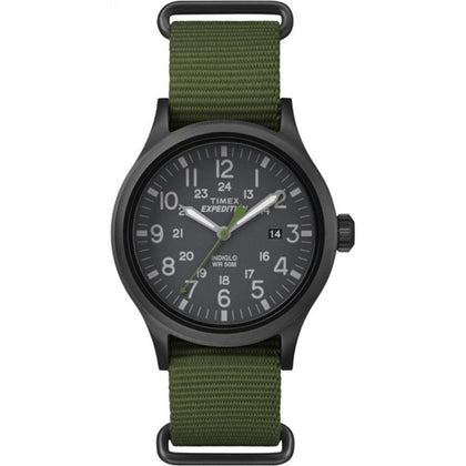 Reloj Scout Expedition Timex para hombre con correa verde resistente al agua y manecillas luminosas