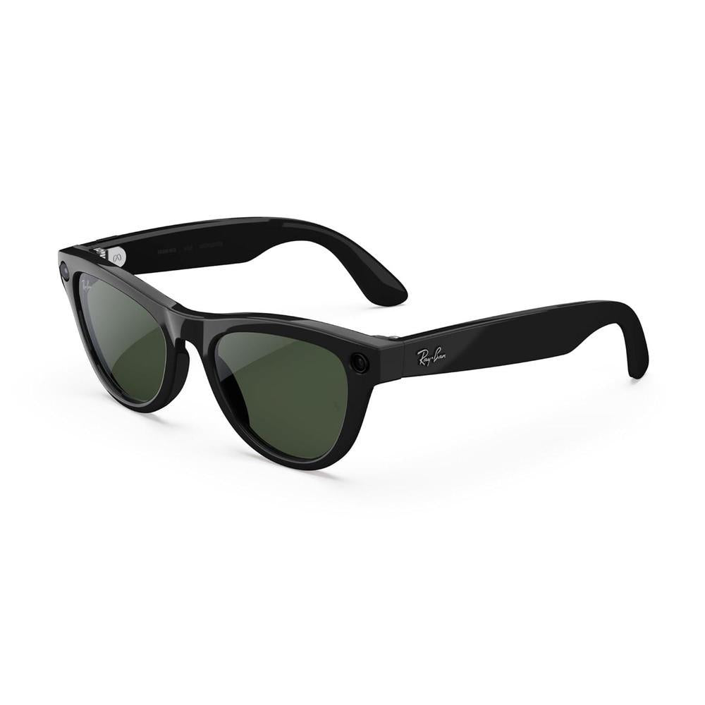 Ray-Ban Meta (Gen 2) Skyler negro brillante, gafas inteligentes AI con cámara ultra ancha 12 MP, lente Transitions verde