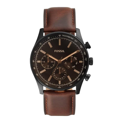 Fossil Sullivan Reloj de Pulsera Multifunción de Moda con Correa de Cuero Marrón para Hombre