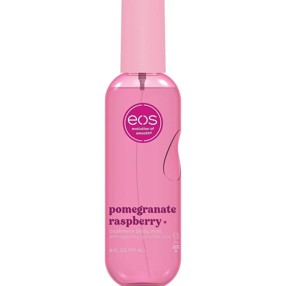 eos Spray corporal vegano y fragante con granada y frambuesa para mujer, con ácido hialurónico y libre de crueldad