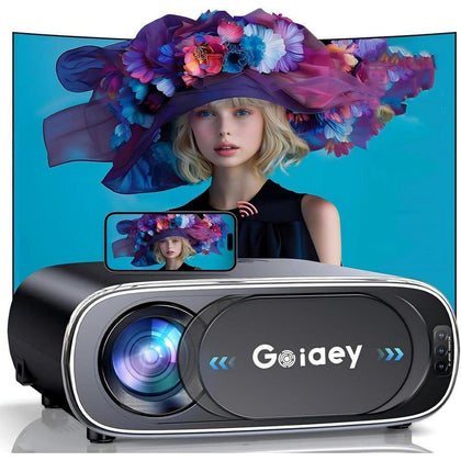 Proyector portátil 4K con auto enfoque, WiFi y Bluetooth, corrección de keystone, zoom 50%-100%, ideal para cine en casa y exterior