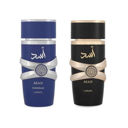 Lattafa Asad Edición 5º Aniversario - Picante, Amadeirado, Ámbar, Dulce - Set de Regalo de Eau de Parfum para Hombre