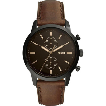Reloj cronógrafo de acero inoxidable y cuero Fossil Townsman para hombre, estilo clásico y funcionalidad moderna