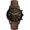 Reloj cronógrafo de acero inoxidable y cuero Fossil Townsman para hombre, estilo clásico y funcionalidad moderna