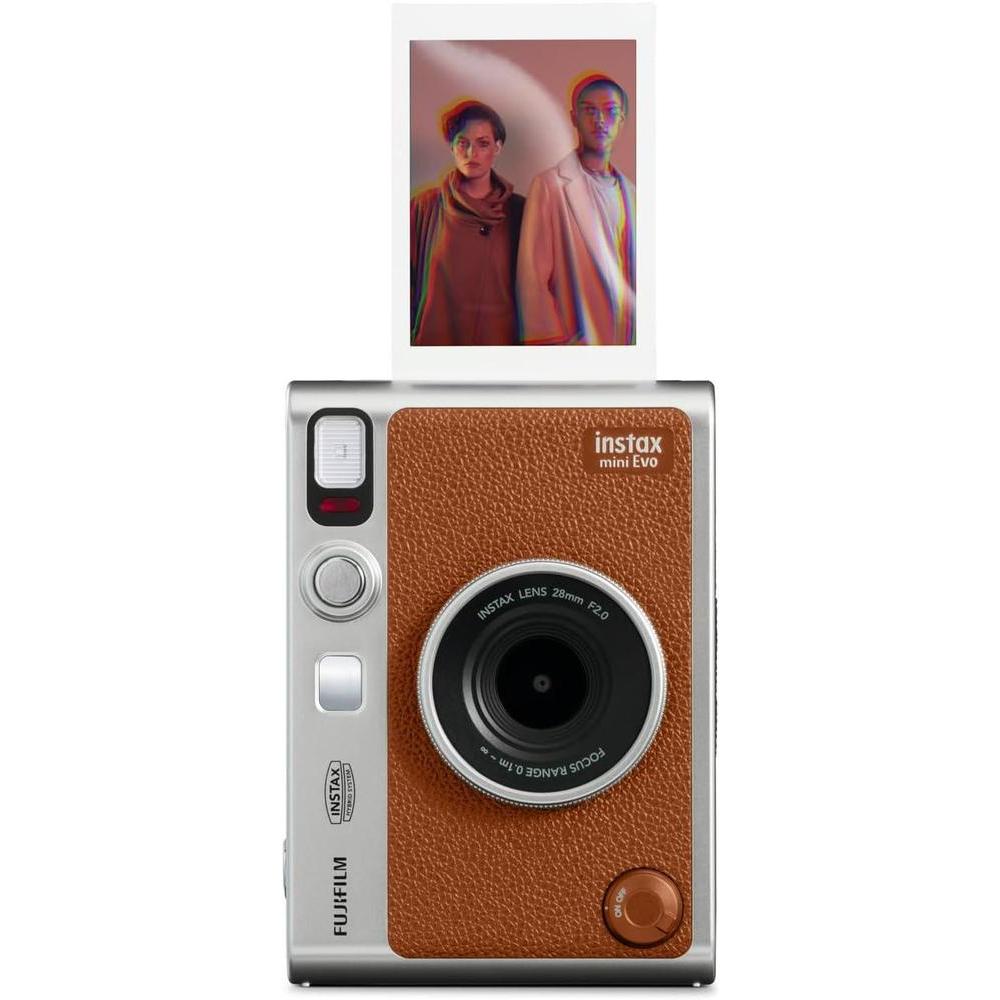 Cámara instantánea híbrida Fujifilm Instax Mini EVO color marrón, impresión de fotos Instax Mini de alta calidad
