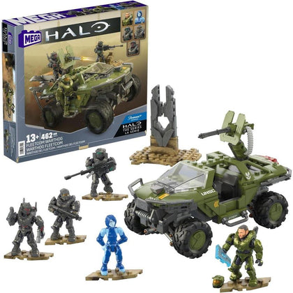 Mega Halo The Series Warthog ATV, set de 462 piezas y 5 micro figuras articuladas, ideal para fans y niños mayores de 13 años