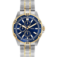 Reloj Fossil Garrett multifuncional de acero inoxidable en dos tonos con estilo deportivo y profundidad resistente al agua