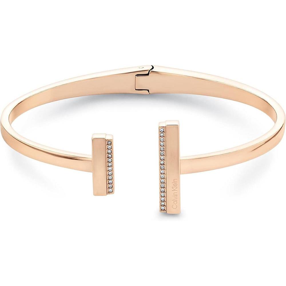 Calvin Klein brazalete para mujer, minimalismo elegante con silueta lineal y cristales, cierre de anillo de resorte