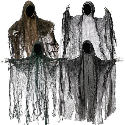 JOYIN Paquete de 4 fantasmas colgantes sin rostro para Halloween, ideal para exteriores y fiestas temáticas