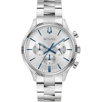 Bulova Reloj cronógrafo clásico de 6 manecillas para hombre de cuarzo, acero inoxidable, 24h, manecillas luminosas