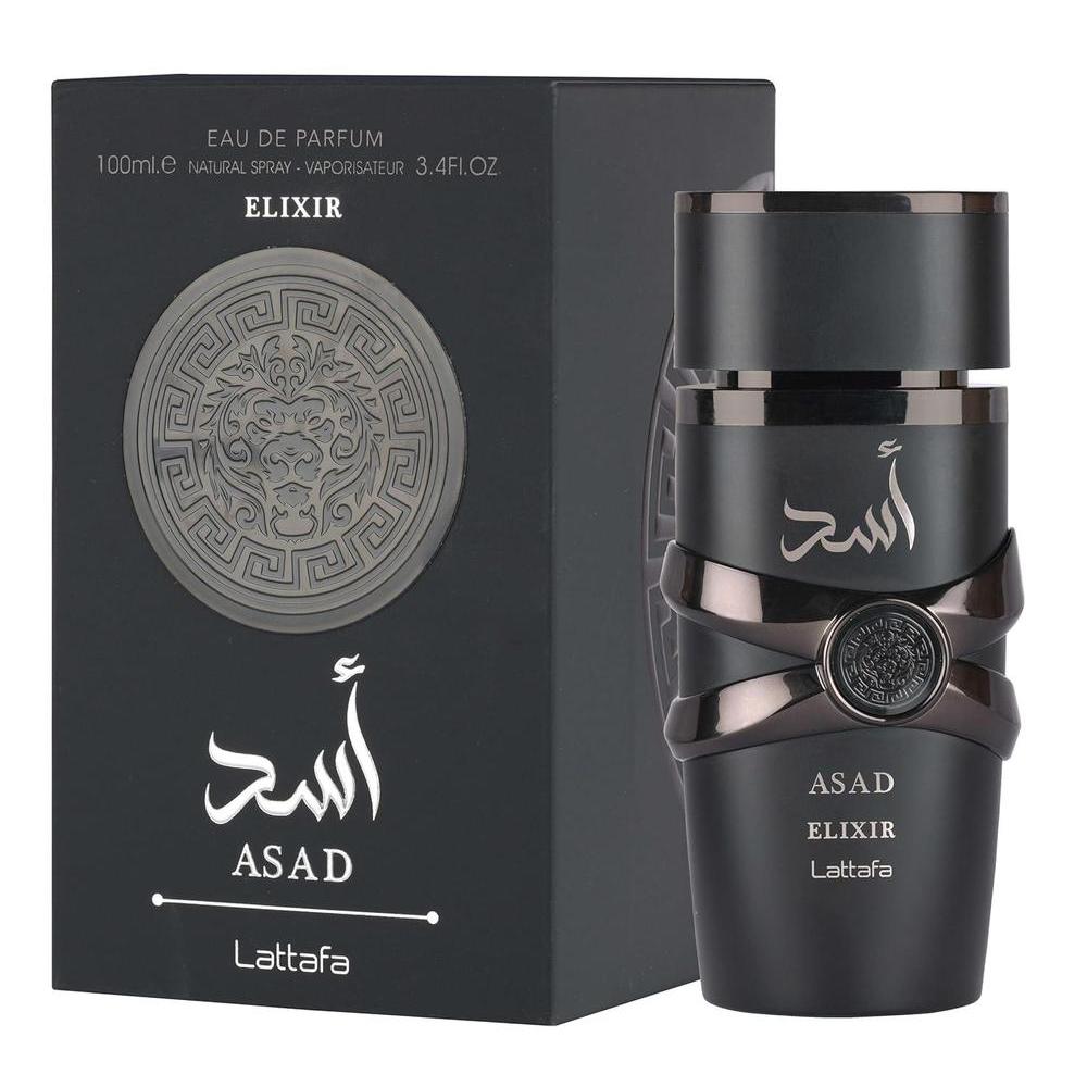 Lattafa Asad Elixir EDP, fragancia masculina cálida, picante, amaderada ideal para ocasiones especiales