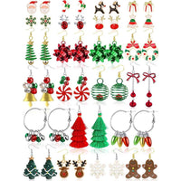 Conjunto de 23 aretes navideños para mujer: árboles, copos, campanas, diseño llamativo, perfecto para regalos