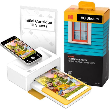 Impresora fotográfica instantánea Kodak Dock Plus 4PASS con 90 hojas incluidas y tecnología avanzada de sublimación de tinta