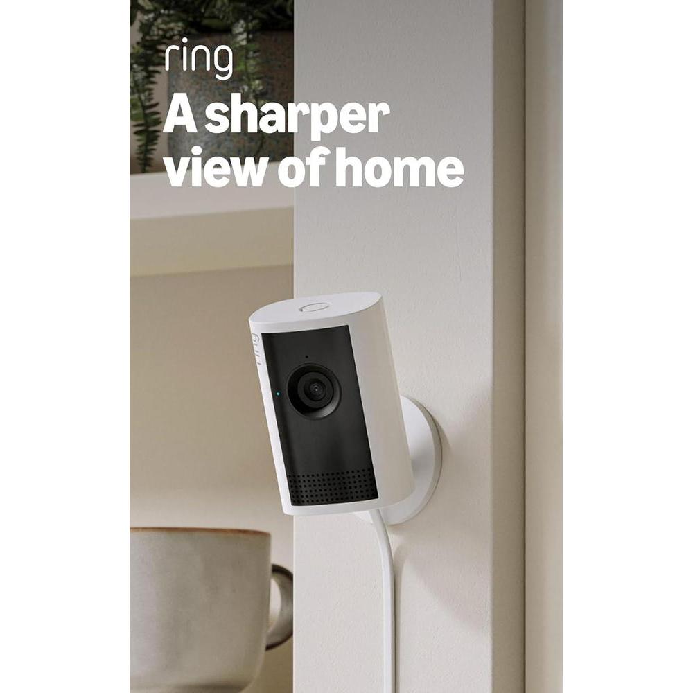 Cámara para interiores Ring Plus modelo reciente con video Retinal 2K, zoom mejorado 4x y visión nocturna