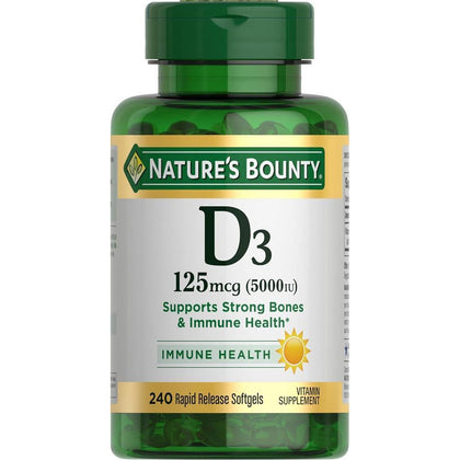 Cápsulas blandas de liberación rápida de Vitamina D3 de Nature's Bounty, apoyo inmunológico, suplemento para huesos fuertes