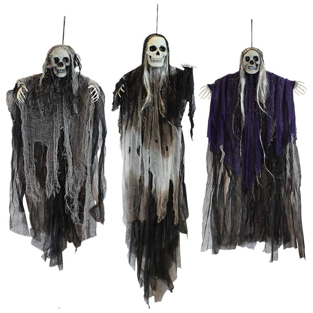 JOYIN decoraciones colgantes de esqueletos de Halloween, paquete de 3, brazos ajustables y material duradero para exteriores