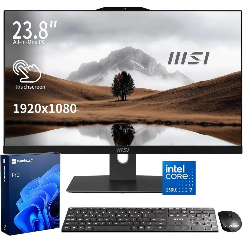 MSI Modern Business All-in-One Desktop con Intel Core 7, pantalla táctil, 32GB RAM, 1TB SSD, HDMI, Windows 11 Pro, y periféricos inalámbricos