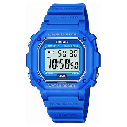 Casio F108WH - Reloj digital cuadrado deportivo, luz LED, alarma diaria, cronómetro, calendario día-fecha, batería 7 años