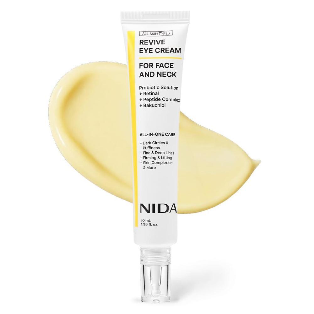 NIDA Revive Crema De Ojos Para Cara Y Cuello Con Probióticos Retinal Complejo De Péptidos Y Bakuchiol 40ml