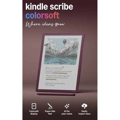 Amazon Kindle Scribe Colorsoft 64GB, modelo más reciente con pantalla a color similar a papel y luz frontal. Incluye lápiz Premium