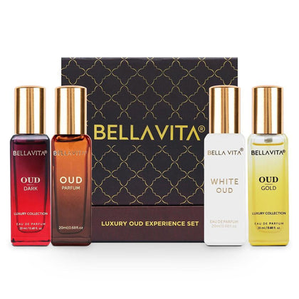 BellaVita Luxury OUD - Juego de Eau de Parfum con cuatro fragancias OUD, ideal para regalo, vegano y libre de crueldad