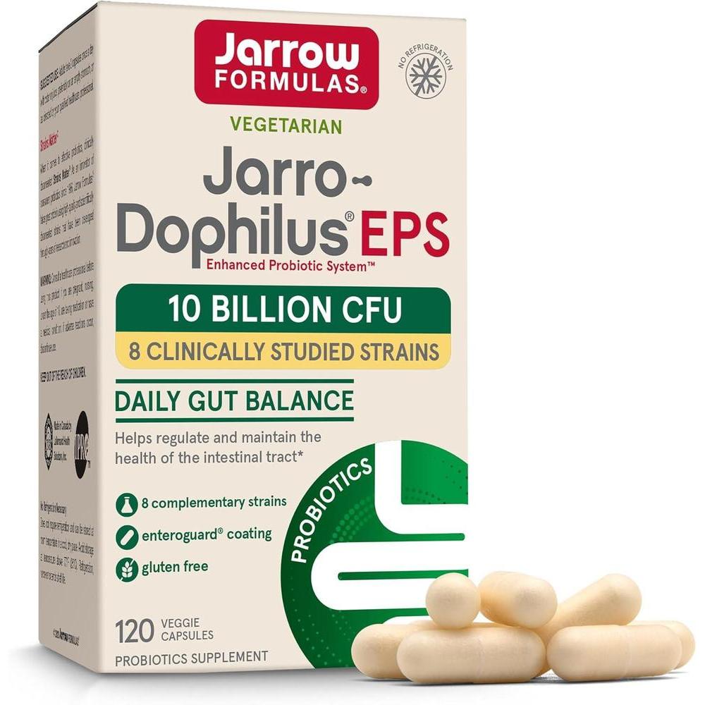 Jarrow Formulas Jarro-Dophilus EPS, 10 mil millones de células, apoya función y salud intestinal, 120 cápsulas vegetales