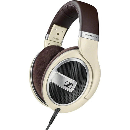 Sennheiser HD 599 audífono con parte posterior abierta para sonido audiófilo, diseño premium en color marfil