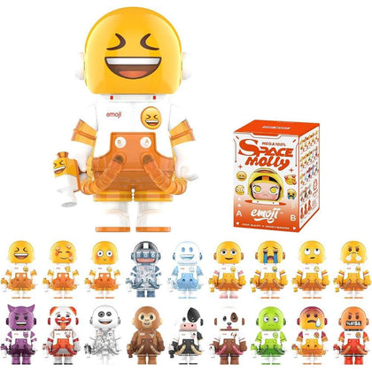POP MART MEGA Space Molly 100% × Serie Emoji, figuras sorpresa de diseño aleatorio para colección y decoración