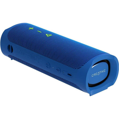 Creative MUVO Go - Altavoz Portátil Impermeable Bluetooth 5.3 Hasta 18 Horas Batería IPX7 Bajos Potentes Enlace Estéreo (Azul)