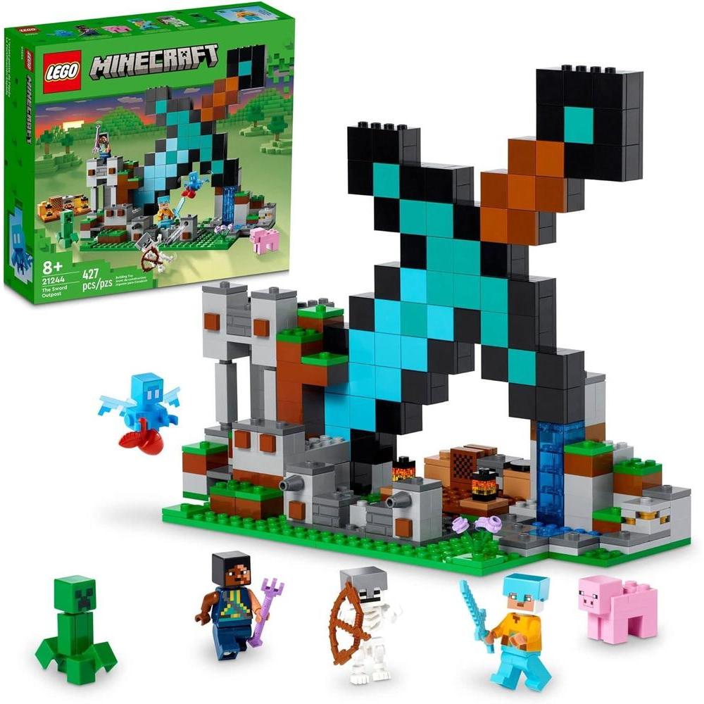 LEGO Minecraft The Sword Outpost 21244 con Creeper, Guerrero, Cerdo, Esqueleto para Aventuras Inspiradas en Videojuegos