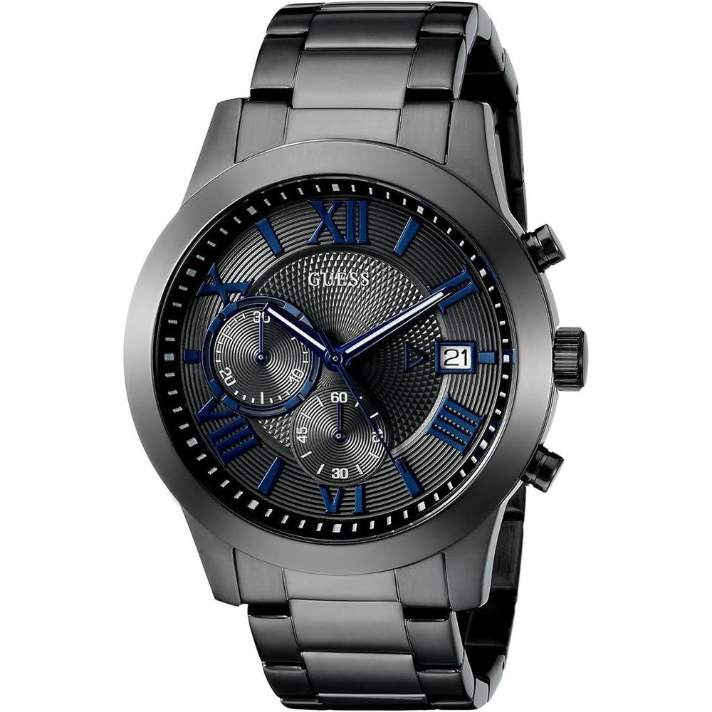 Reloj cronógrafo GUESS de acero inoxidable, resistente al agua, con cronógrafo, dial gris y correa de acero inoxidable