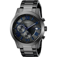 Reloj cronógrafo GUESS de acero inoxidable, resistente al agua, con cronógrafo, dial gris y correa de acero inoxidable