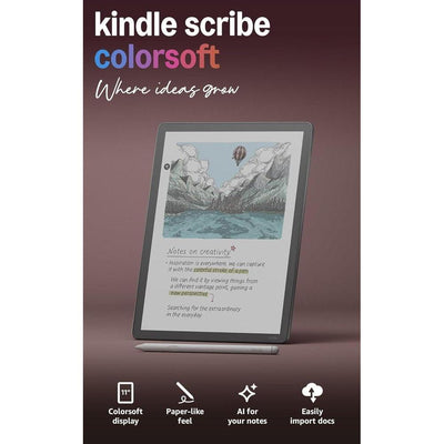 Amazon Kindle Scribe Colorsoft 32GB con pantalla de color tipo papel, luz frontal, fino, ligero, poderoso. Incluye lápiz premium